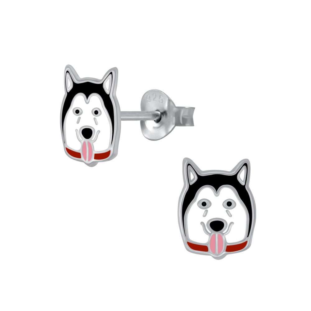 Close-Out-28042 <br> ear stud 6x8 enmel dog .925 E-coat - Image 1