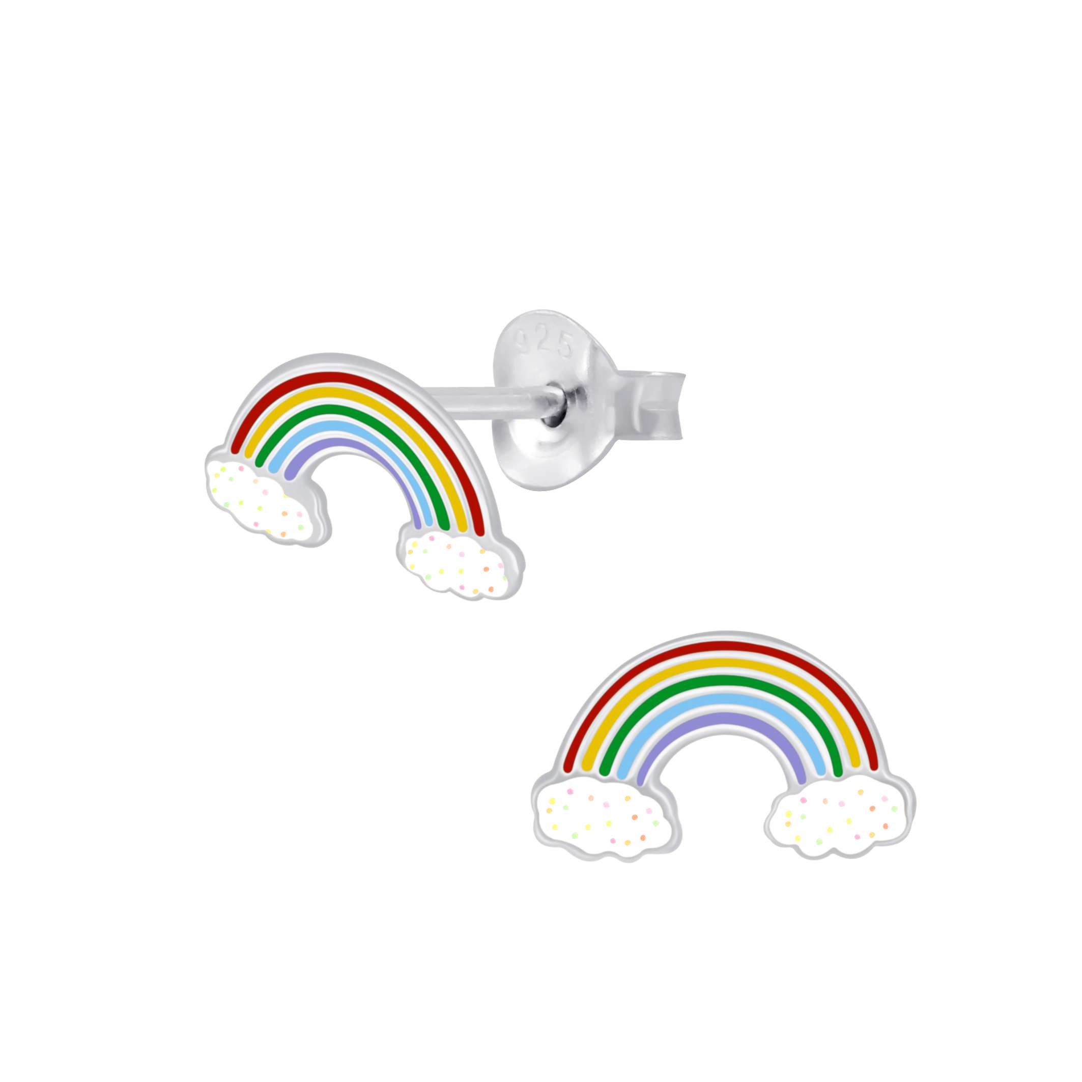 28045 <br> ear stud 10x6 enamel cloud .925 E-coat - Image 1