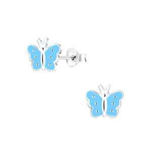 28047 <br> earstud 7x6 enamel mini butterfly .925 E-coat
