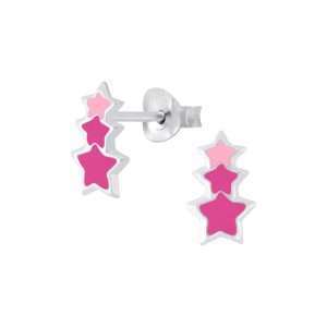 Close-Out-28048 <br> ear stud 9x5 enamel triple star .925 E-coat
