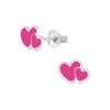 28049 <br> ear stud 9x6 enamel double heart  .925 E-coat - Thumbnail Image 1