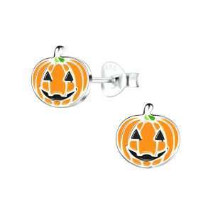 Close-Out-28055 <br> ear stud 8x8 enamel pumpkin  .925 E-coat