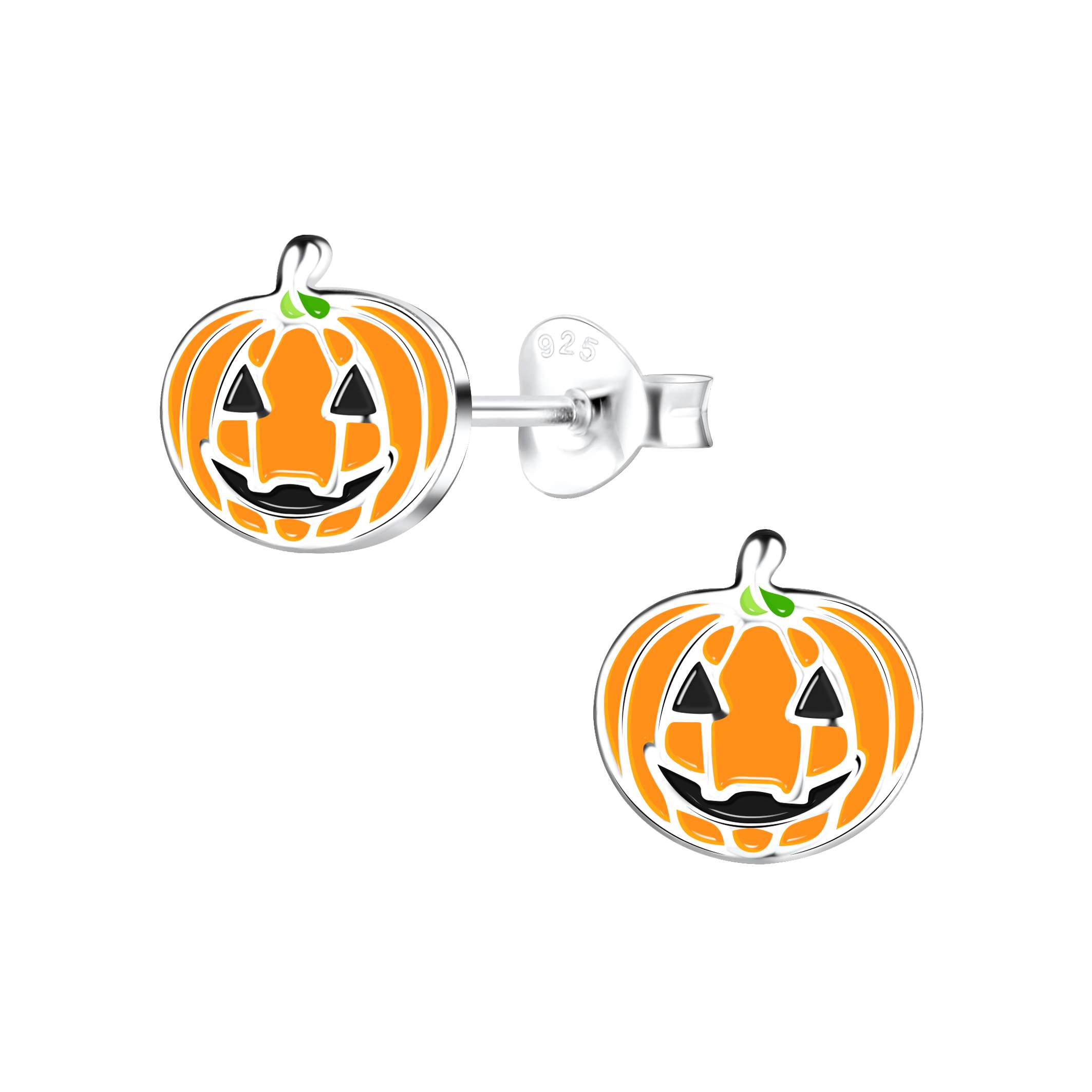 Close-Out-28055 <br> ear stud 8x8 enamel pumpkin  .925 E-coat - Image 1