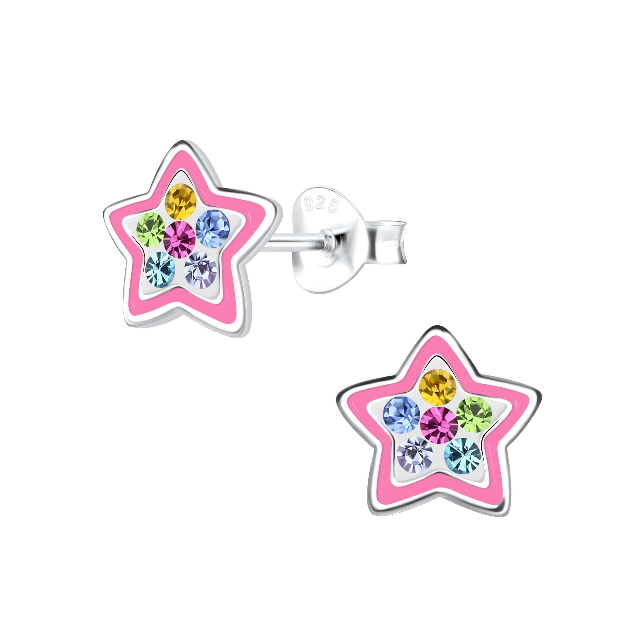 Close-Out-28056 <br> ear stud 8x8 enamel ear stud  925 E-coat - Image 1
