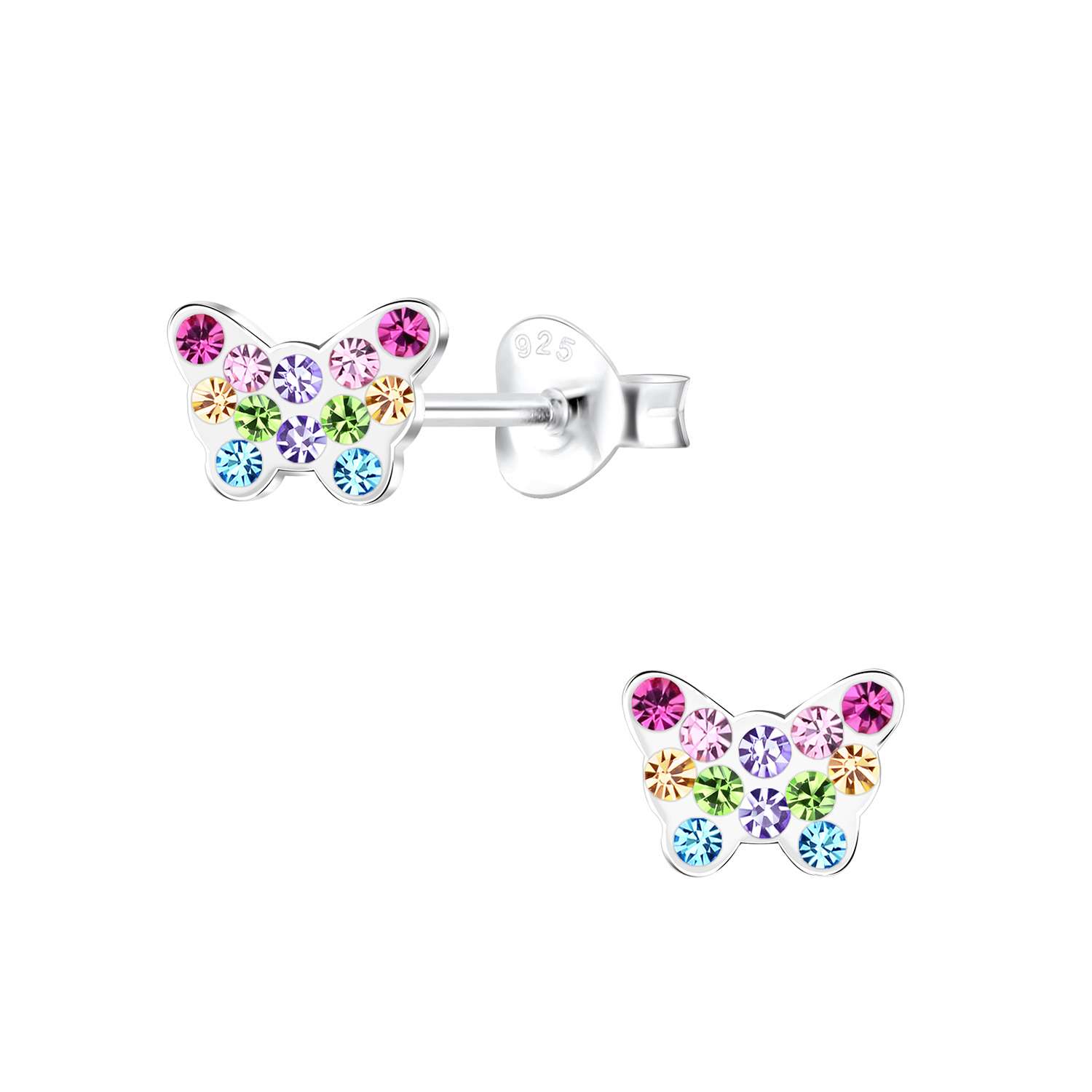 Close-Out-28062 <br> ear stud 6x5 crystal butterfly  .925 E-coat - Image 1