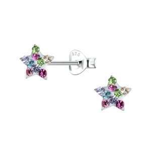 Close-Out-28064 <br> ear stud 6x6 crystal star  .925 E-coat