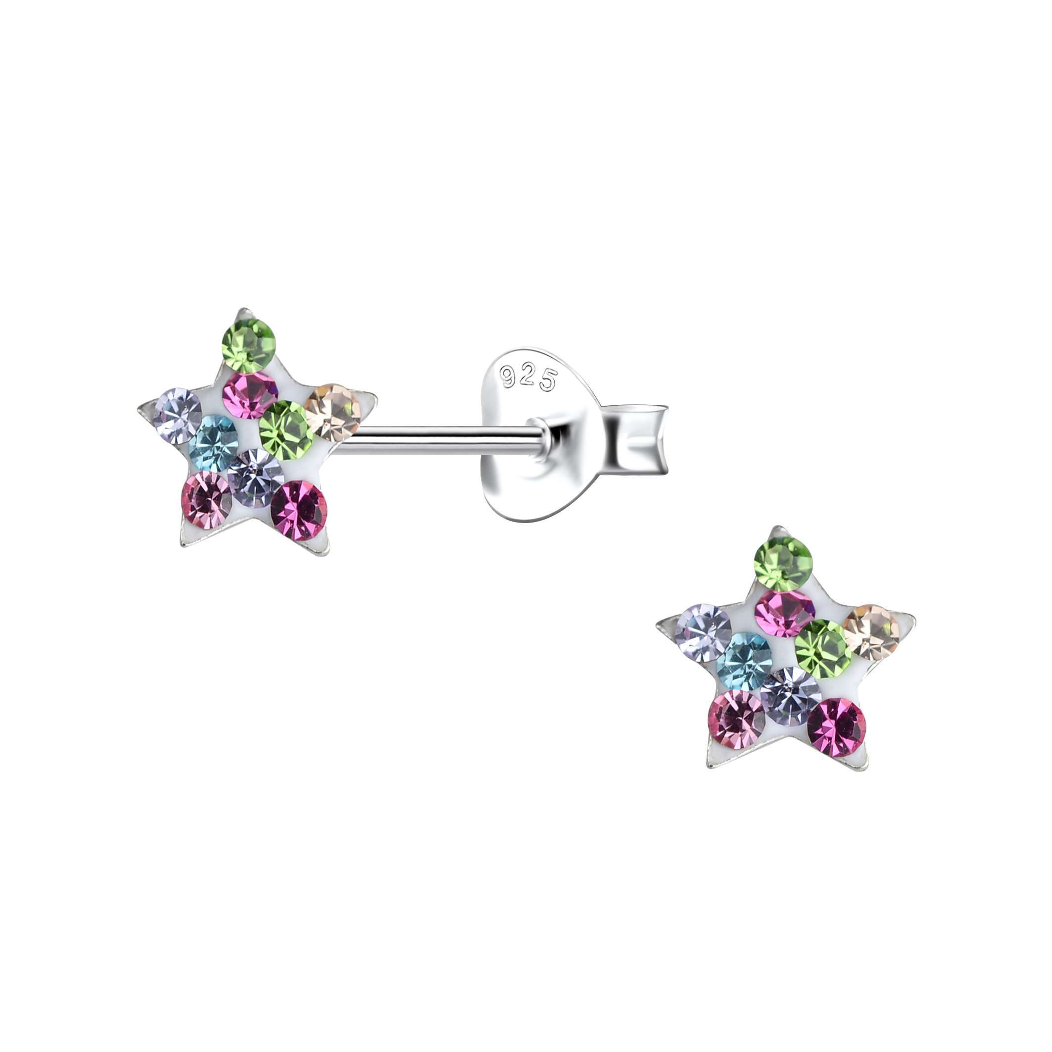 Close-Out-28064 <br> ear stud 6x6 crystal star  .925 E-coat - Image 1