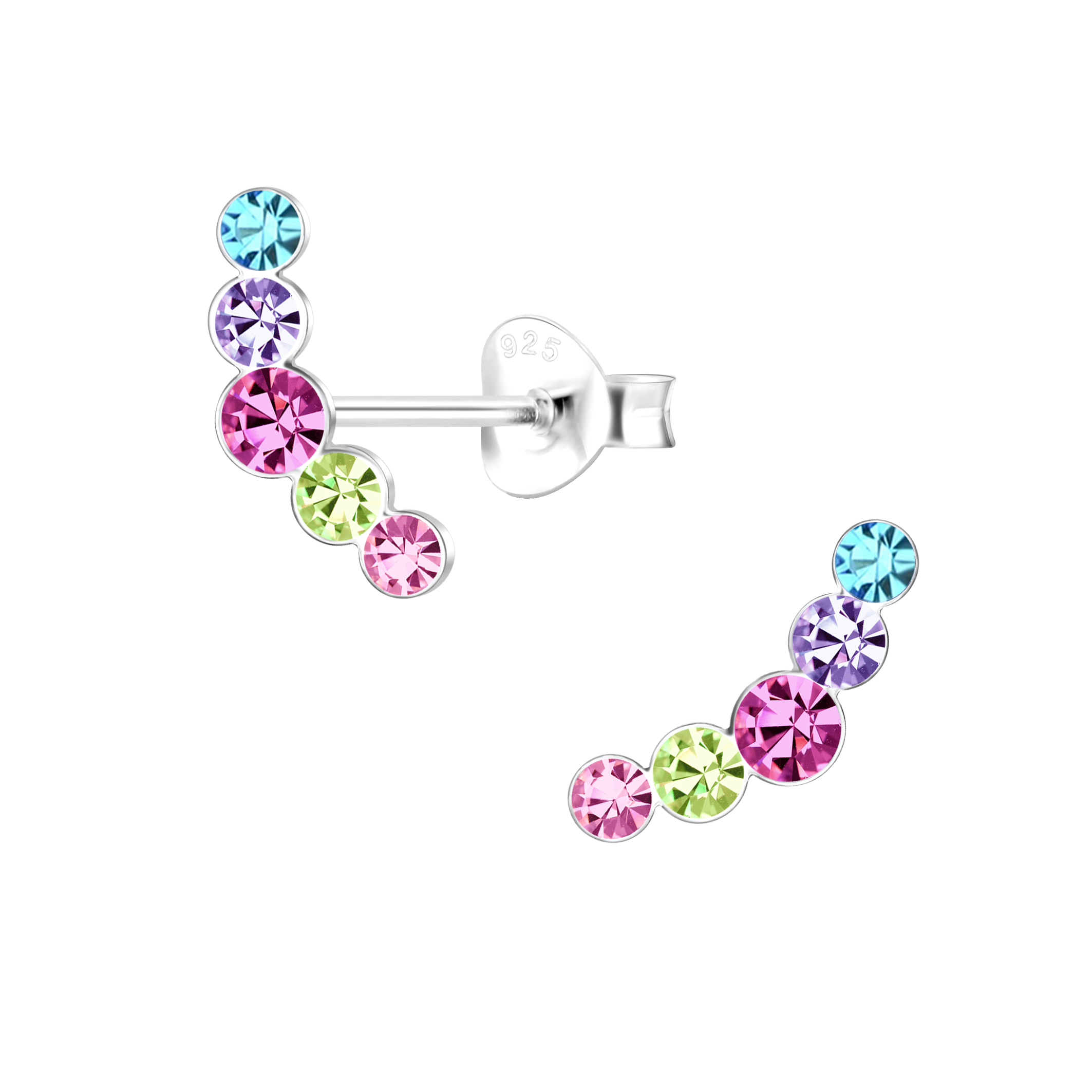 28066 <br> ear stud 4x11 crystal curve .925 E-coat - Image 1