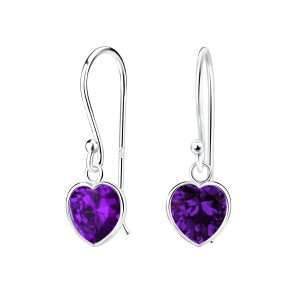 Close-Out-28068 <br> earring 7x7 crystal heart  .925 E-coat