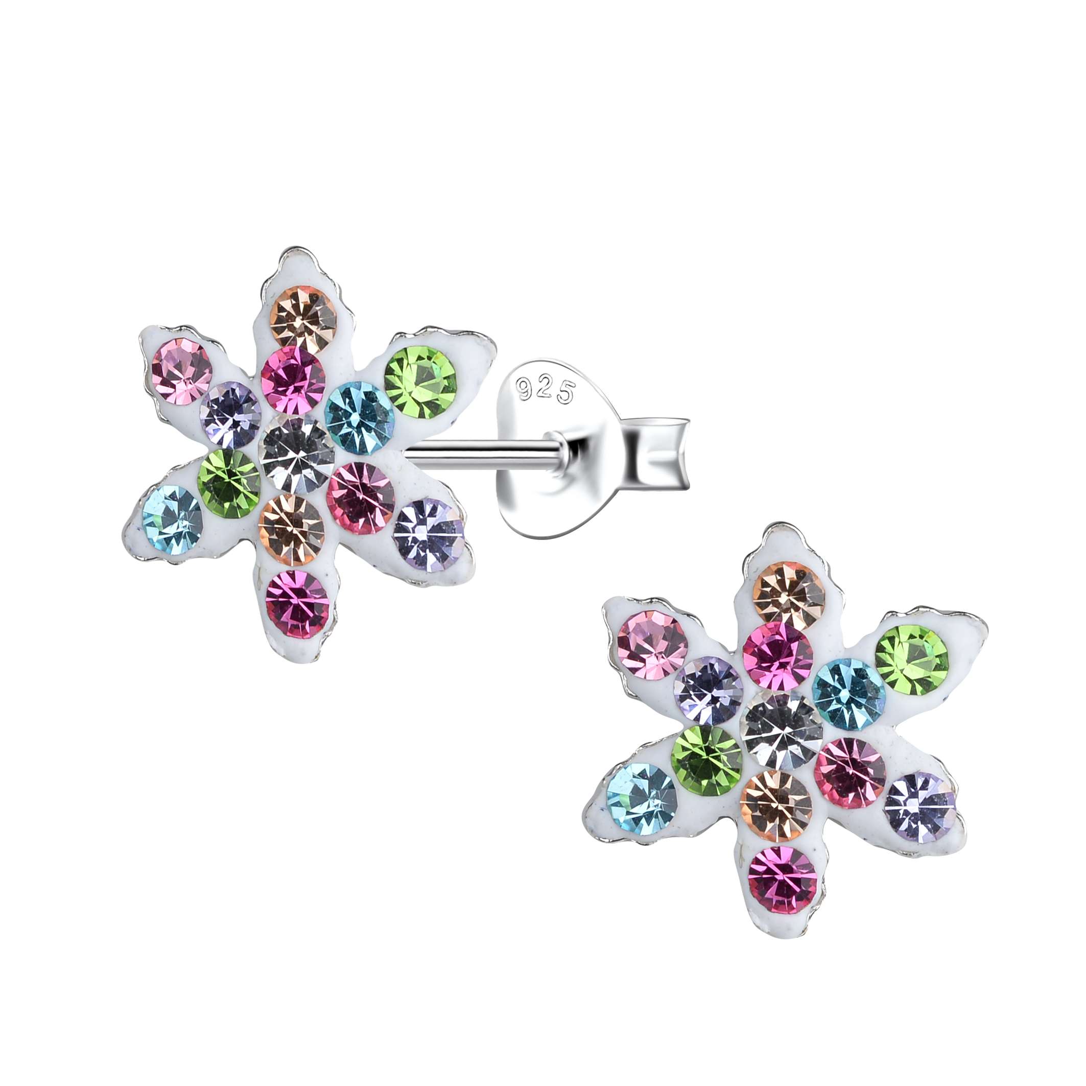 Close-Out-28069 <br> ear stud 10x10 crystal snowflake .925 E-coat - Image 1