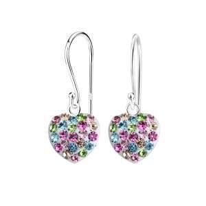 Close-Out-28070 <br> earring 7x7 crystal pave heart .925 E-coat