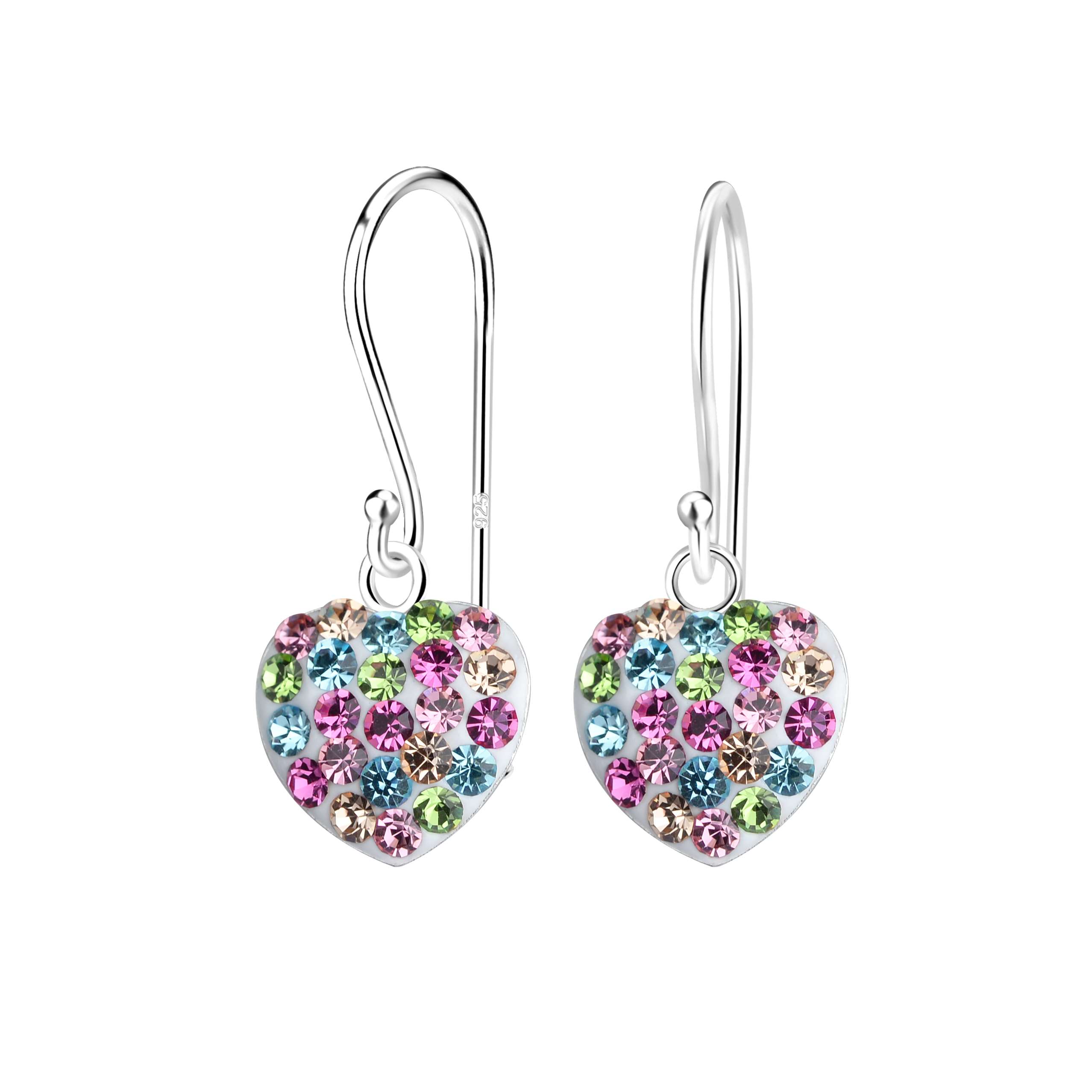 Close-Out-28070 <br> earring 7x7 crystal pave heart .925 E-coat - Image 1