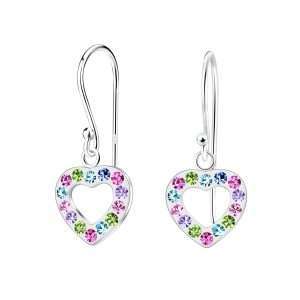 Close-Out-28071 <br> earring 10x10 crystal open heart  .925 E-coat