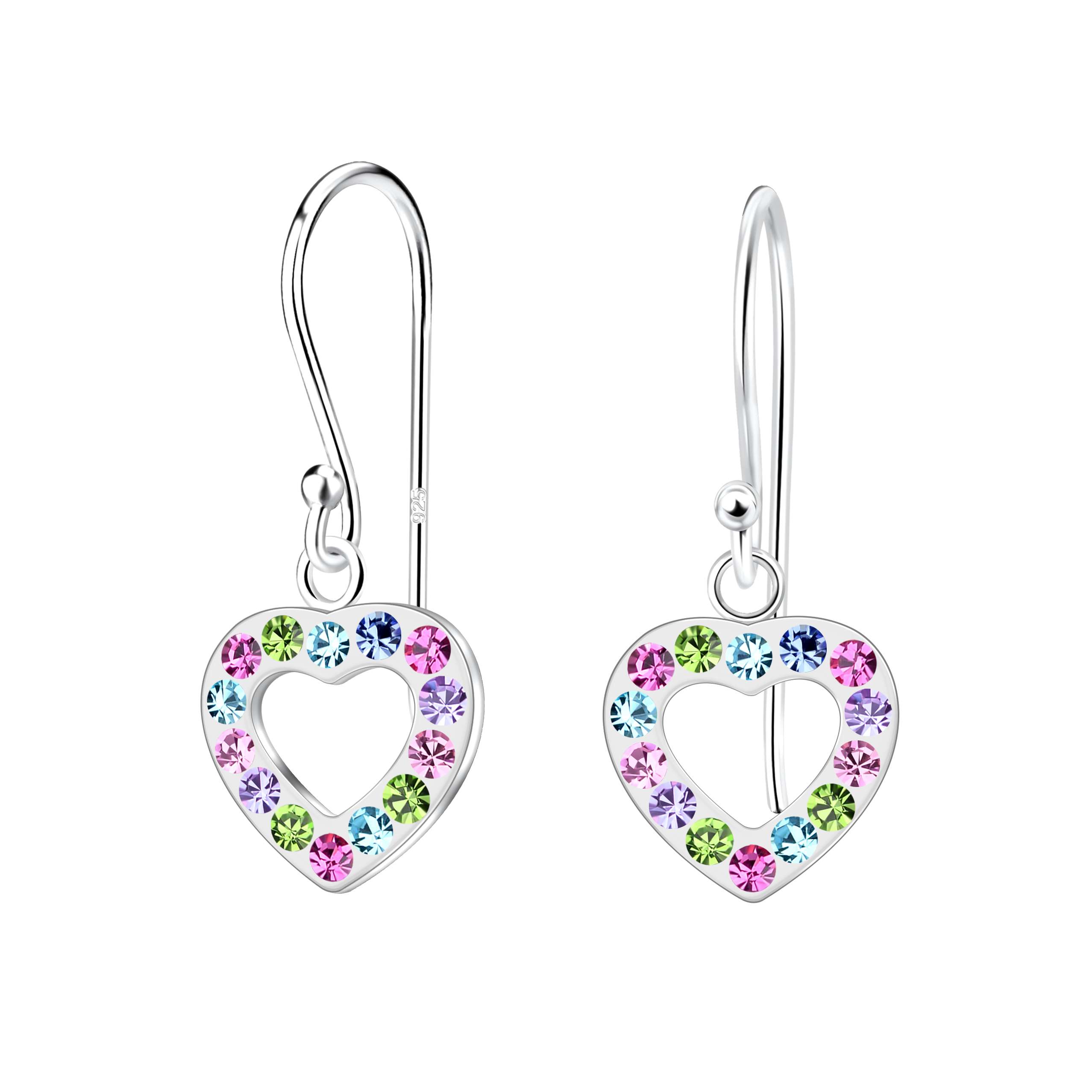 Close-Out-28071 <br> earring 10x10 crystal open heart  .925 E-coat - Image 1