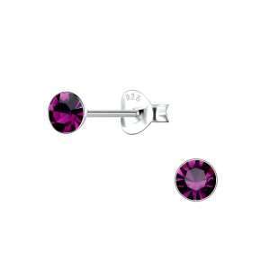 Close-Out-28072 <br> ear stud 4x4 rd crystal .925 E-coat