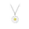 58014 <br> necklace 35.5x5 enamel daisy 14"+2" ext  .925 E-coat - Thumbnail Image 1