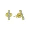 Close-Out-92077 <br> ear stud 8mm bar w/ CZ's .925 goldplated - Thumbnail Image 1