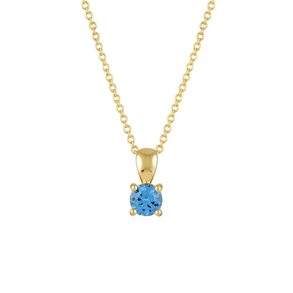 95184 <br> necklace 5mm round birthstone 16"+2" ext .925 Gold Plated - Image 16