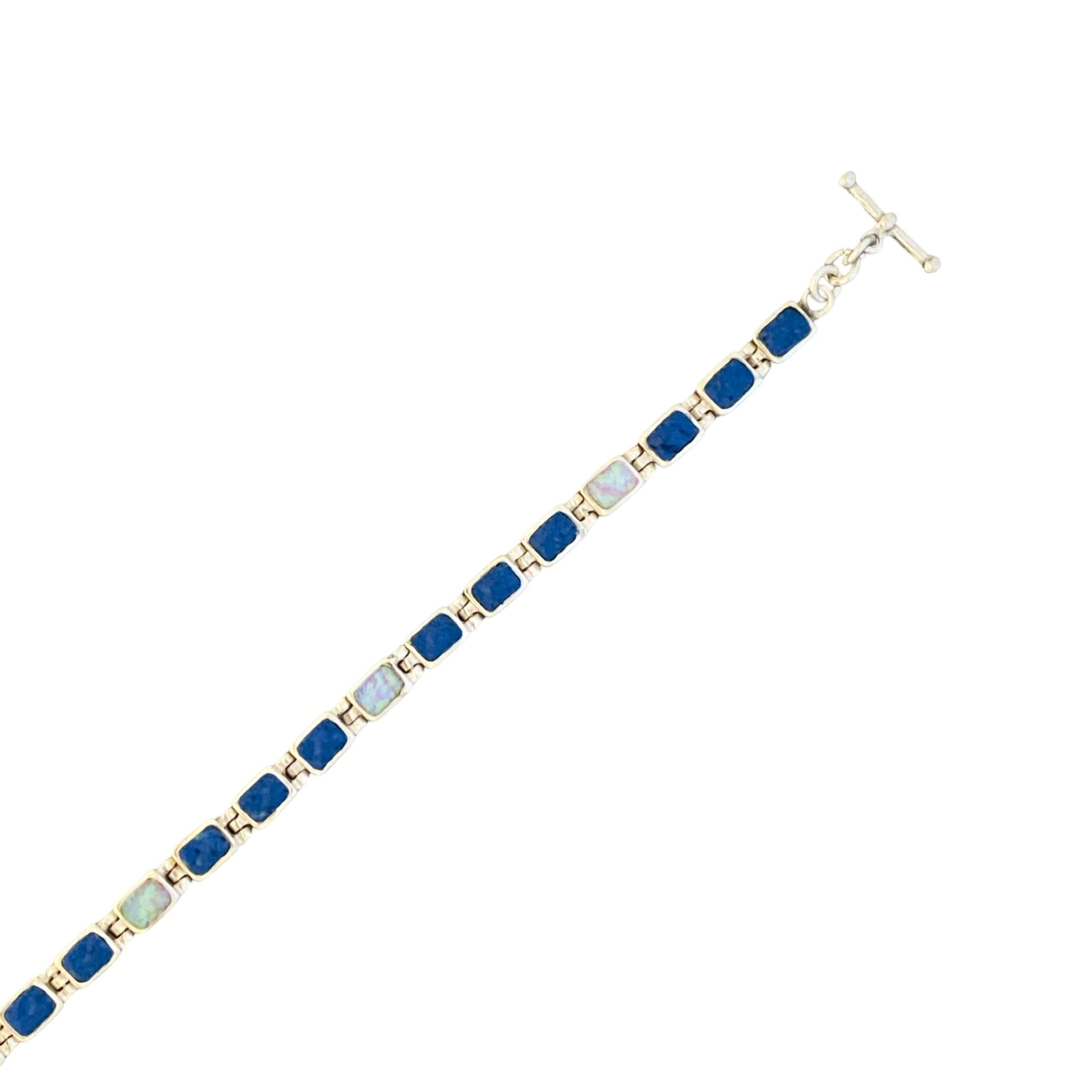 Inlay B-0207S <br> Sterling bracelet Inlay rectangular links, hinged - Image 7