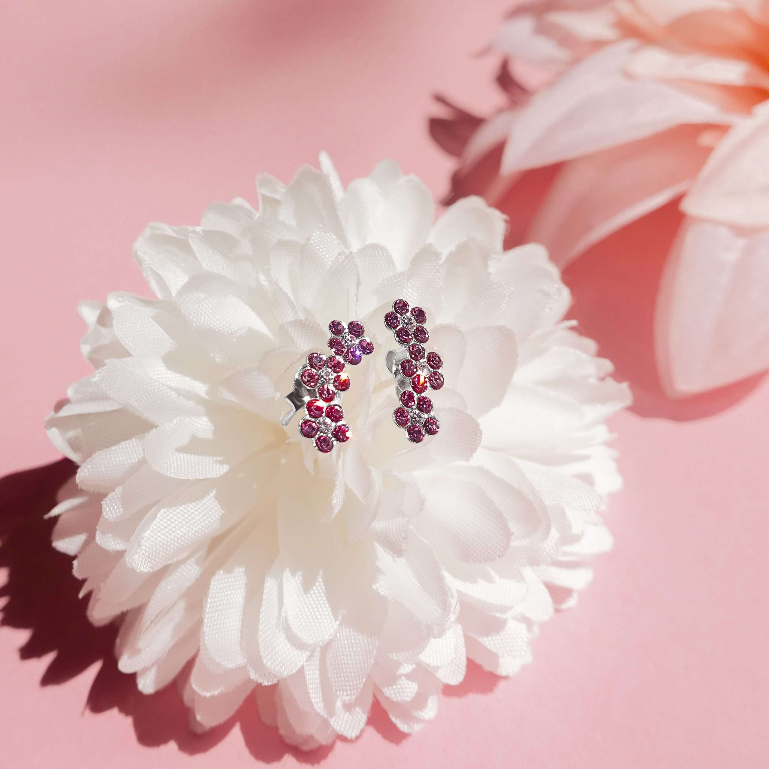 Close-Out-28067 <br> ear stud 6x14 crystal triple flower .925 E-coat - Image 2