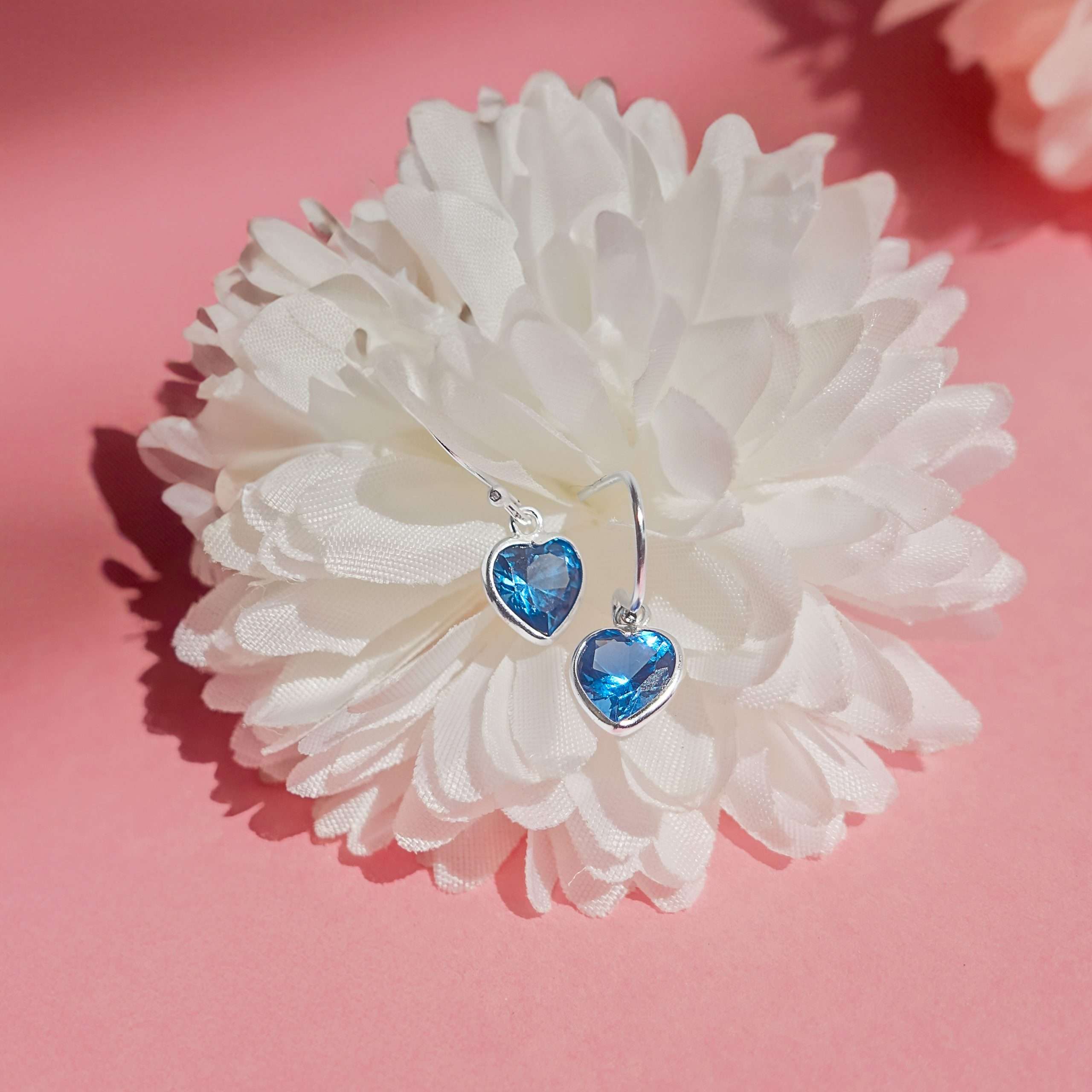 Close-Out-28068 <br> earring 7x7 crystal heart  .925 E-coat - Image 2