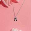 Close-Out-58013 <br> necklace 35.5x5 enamel panda 14"+2" ext  .925 E-coat - Thumbnail Image 2
