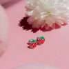 28046 <br> ear stud 7x8 enamel strawberry .925 E-coat - Thumbnail Image 2