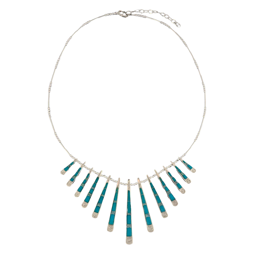 Inlay N-0904 <br> Sterling necklace inlay sticks 1-sided - Image 1