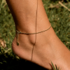 94501 <br> anklet oval rice bead chain 8"+2" ext  .925 14k goldplated - Thumbnail Image 3