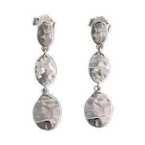 27299 <br> earring 3pc long hammered dangle drop .925 RP
