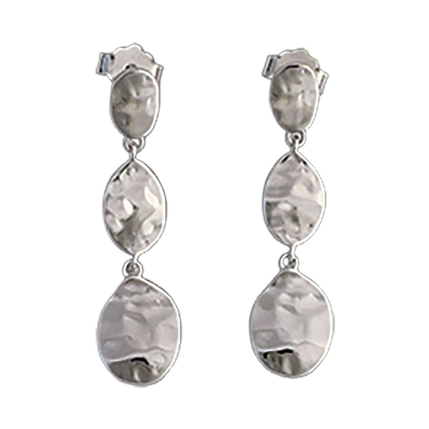 27299 <br> earring 3pc long hammered dangle drop .925 RP - Image 1