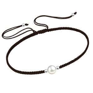 Close-Out-41095 <br> bracelet adjustable cord w/ Sterling Silver and fresh water pearl 6"+3" ext