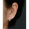 92234 <br> earring U shape hoop w/ emerald cut CLEAR CZ's  .925 goldplated - Thumbnail Image 2