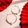 92243 <br> earring 30mm w/ gold beads and freshwater pearl .925 goldplated - Thumbnail Image 2