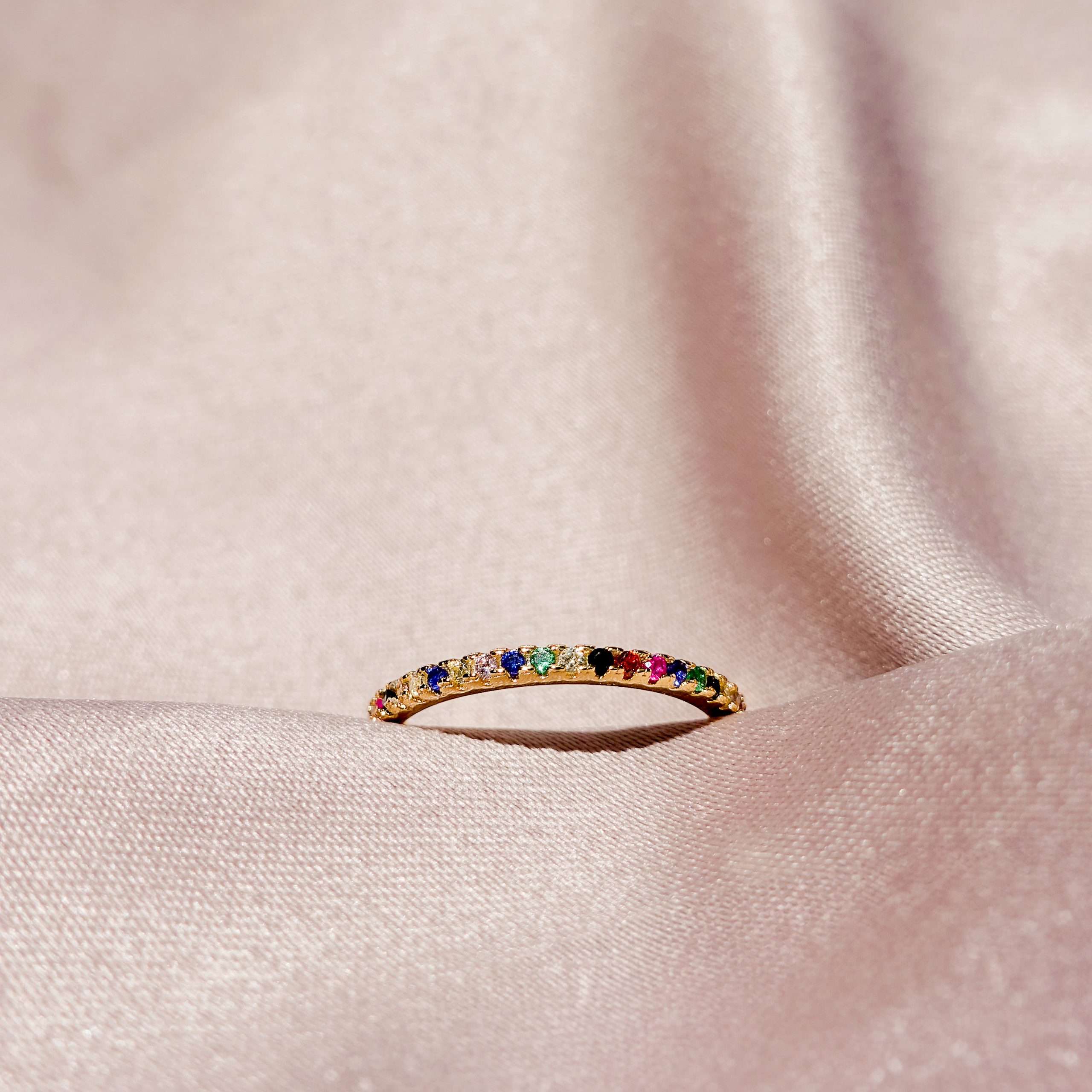91028 <br>  ring multi colored CZ  *6-9 .925gGoldplated - Image 2
