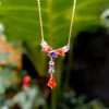 Close-Out-95247 <br> necklace Y shape w/ scattered multi color CZ's .925 goldplated - Thumbnail Image 2