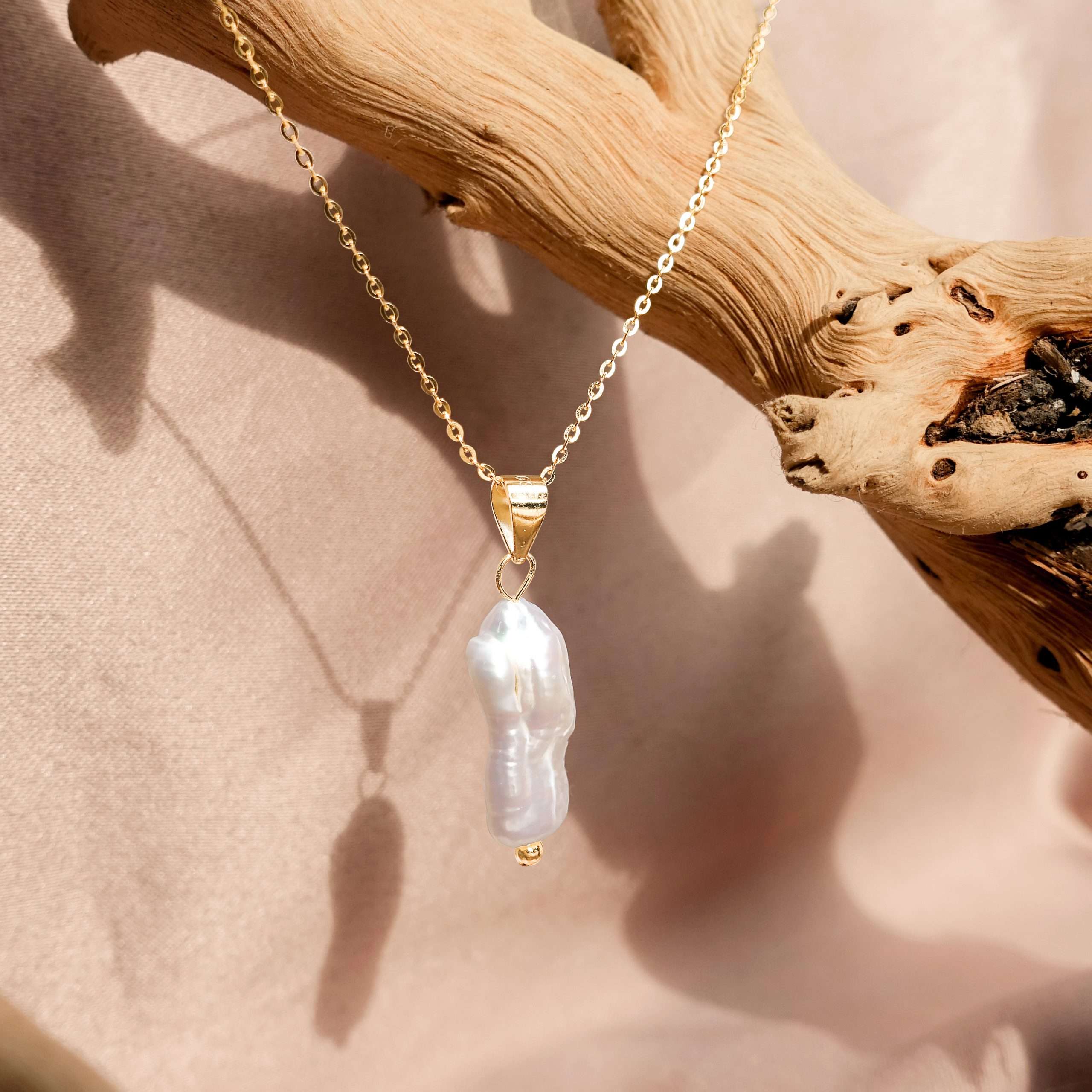 Close-Out-95252 <br> necklace freshwater pearl on 1mm cable chain 16"+2" .925 goldplated - Image 3