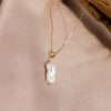 Close-Out-95252 <br> necklace freshwater pearl on 1mm cable chain 16"+2" .925 goldplated - Thumbnail Image 4