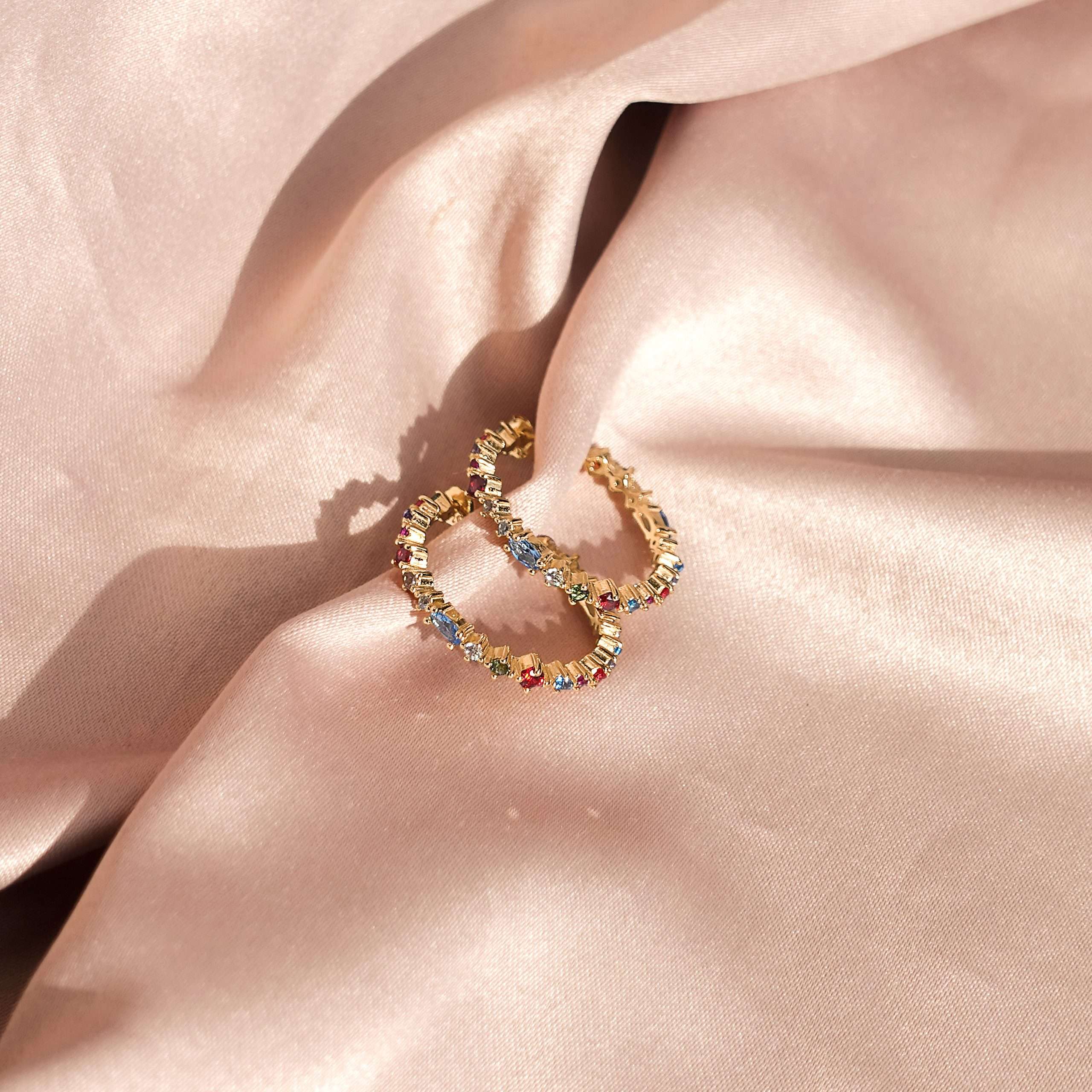 92231 <br> earring C shape  w/ colorful asst shape CZ's - Image 3