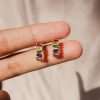 92230 <br> earring C shape w/ colorful rectangle CZ's - Thumbnail Image 4