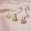 Close-Out-92235 <br> earring U shape hoop w/ emerald cut LT. PURPLE CZ's  .925 goldplated - Thumbnail Image 3