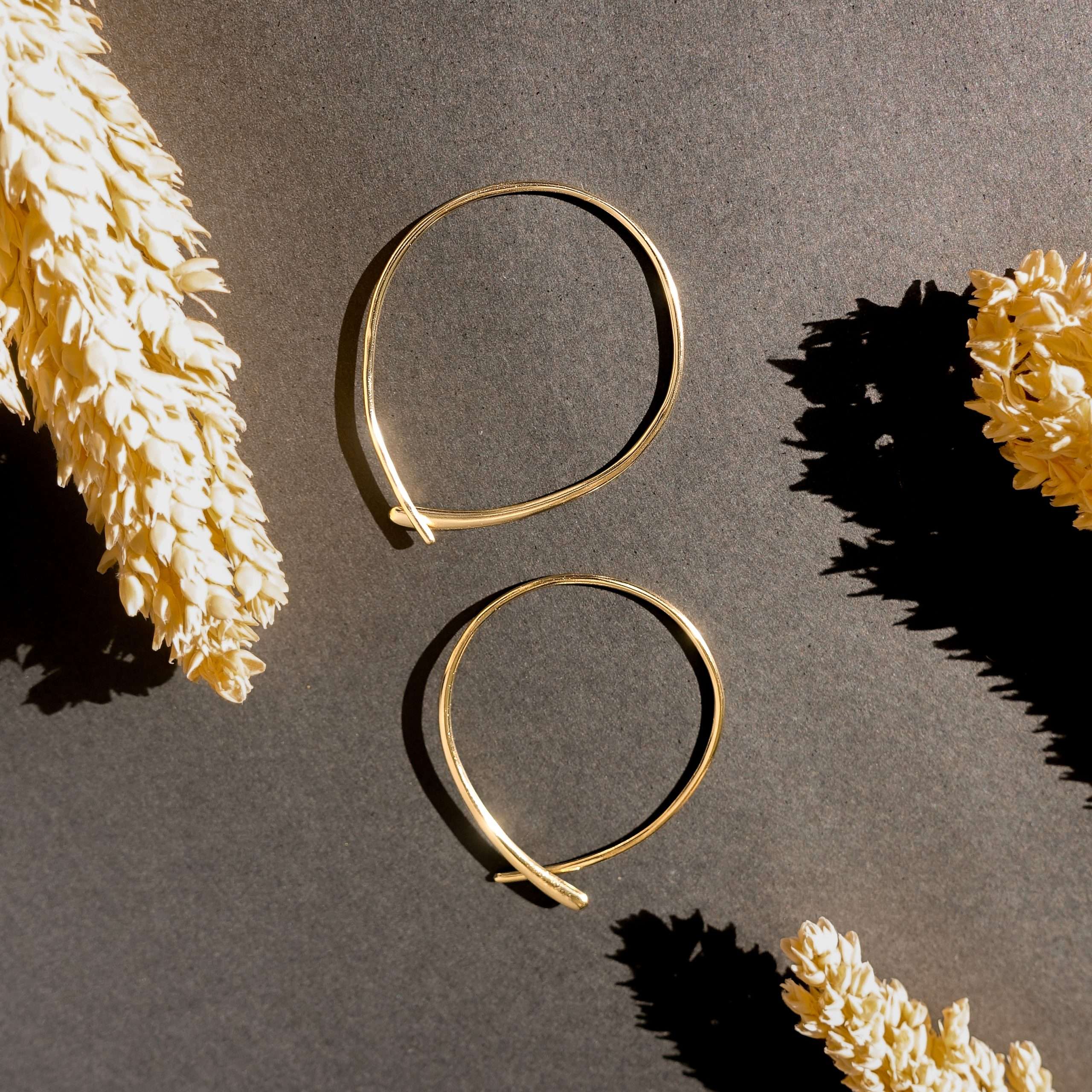 92254 <br> earring endless loop .925 goldplated - Image 3