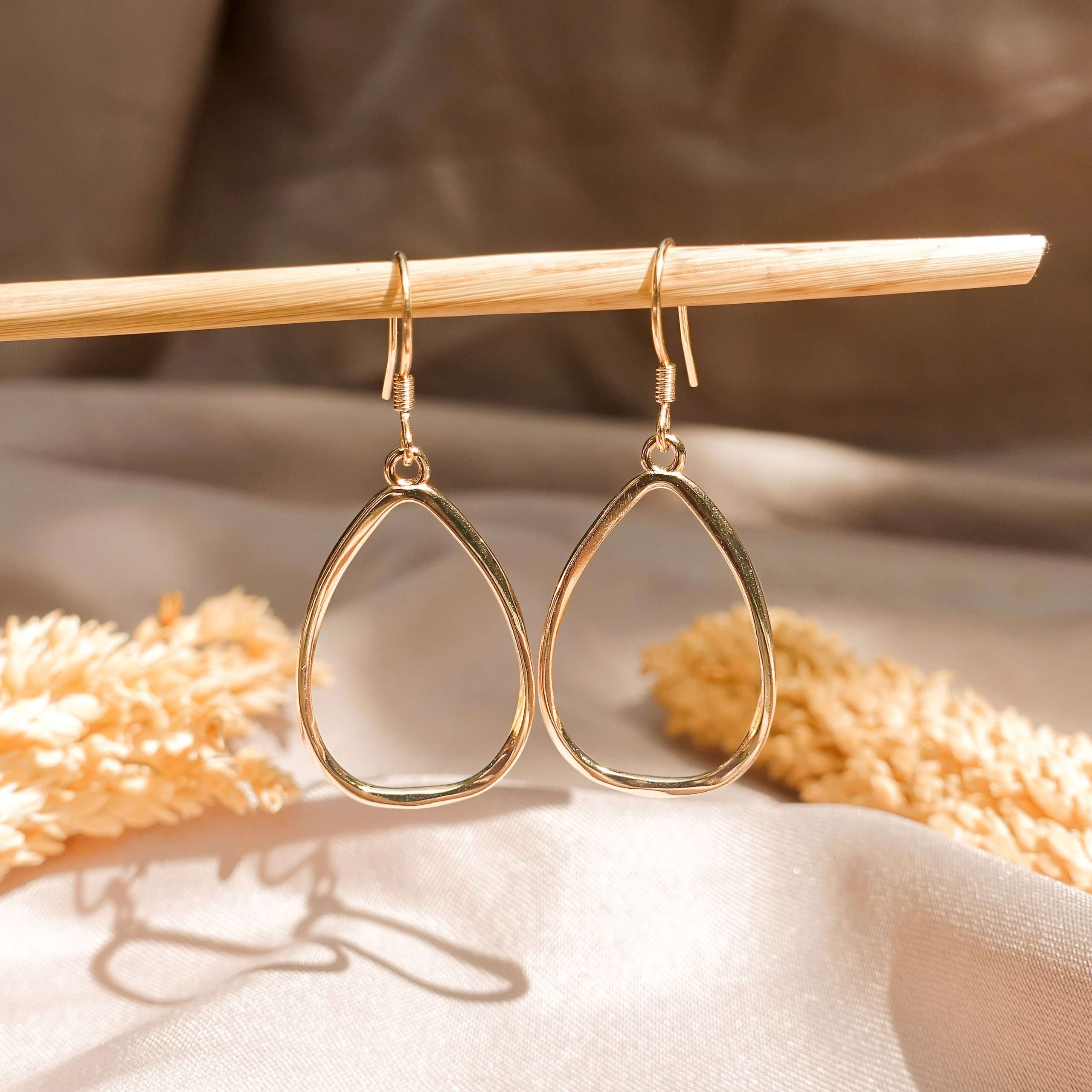 92267 <br> earring 30mm oval on earwire  .925 goldplated - Image 4
