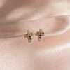 Close-Out-92239 <br> ear stud multi colored cross 67x6mm  .925 gold plated - Thumbnail Image 3