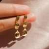 92224 <br> earring 3pc long hammered dangle drop .925 goldplated - Thumbnail Image 4
