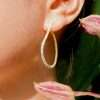 Close-Out-92241 <br> earring white CZ tennis chain hoop .925 goldplated - Thumbnail Image 2