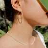 Close-Out-92241 <br> earring white CZ tennis chain hoop .925 goldplated - Thumbnail Image 3