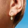 92268 <br> ear stud circle w/ bezel CZ drop .925 goldplated - Thumbnail Image 2