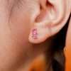 Close-Out-92270 <br> ear stud  marquise RED CZ .925 gold plated - Thumbnail Image 2