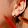 92230 <br> earring C shape w/ colorful rectangle CZ's - Thumbnail Image 2
